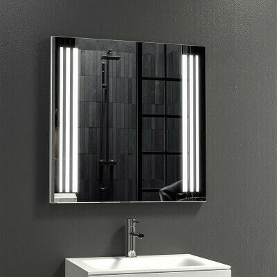 Karag Magnifying Square Bathroom Mirror Led made of Stainless Steel 75x75cm