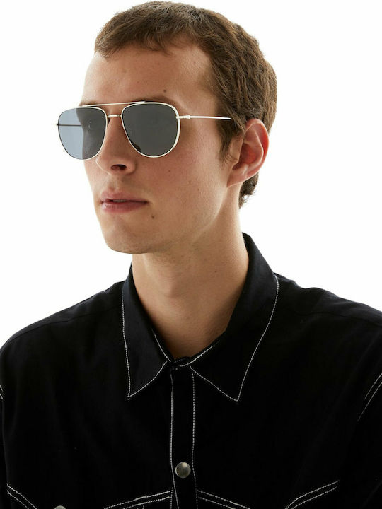 Komono Curtis Unisex Sunglasses with Silver Metal Frame and Gray Lens KOM-S8100