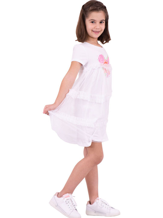 Children's Dress Short Sleeve Tulle White