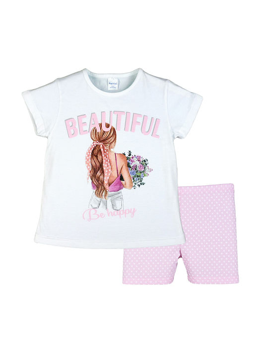 Pretty Baby Set Top & Bottom Kids Summer Pyjamas White