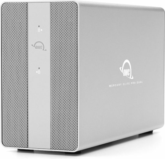 OWC Mercury Elite Pro Dual Case for 2 Hard Drives 2.5" / 3.5" SATA III with Connection USB 3.2 Type-C Silver