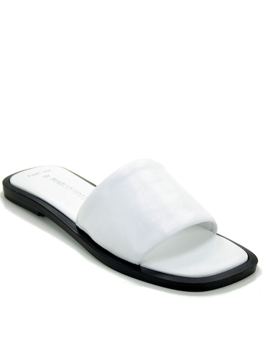 Marco Tozzi Leather Women's Flat Sandals in White Color