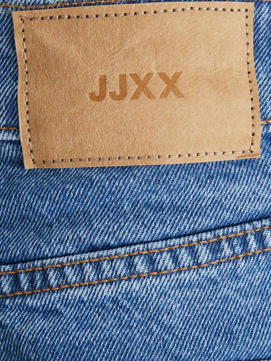 High Waist Women's Jean Trousers in Relaxed Fit Medium Blue Denim