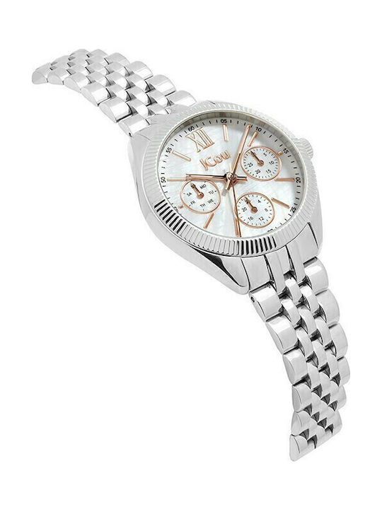 Jcou Queen's Women's Watch Chronograph with Silver Metal Bracelet