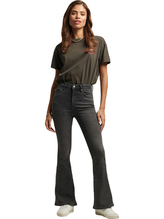 Talie înaltă Blugi de damă Evazați cu croială skinny Negru