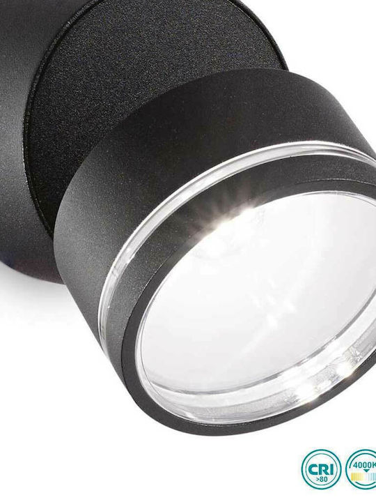 Ideal Lux Omega Round Wandmontiertes Außen-Spotlight LED IP54 7W mit Natürliches Weiß Licht 9x8.5εκ.