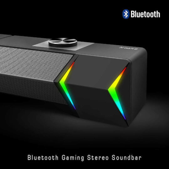 Armaggeddon X-Bar 2 Ασύρματα Ηχεία Υπολογιστή 2.0 με RGB Φωτισμό και Bluetooth Ισχύος 12W σε Μαύρο Χρώμα