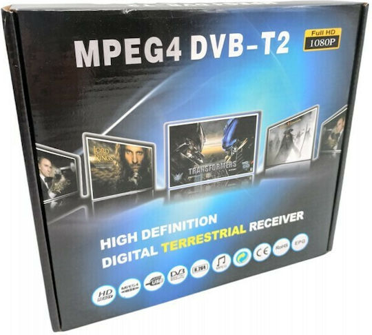 Powertech Ψηφιακός Δέκτης Mpeg-4 Full HD (1080p) με Λειτουργία PVR (Εγγραφή σε USB) Συνδέσεις HDMI / USB
