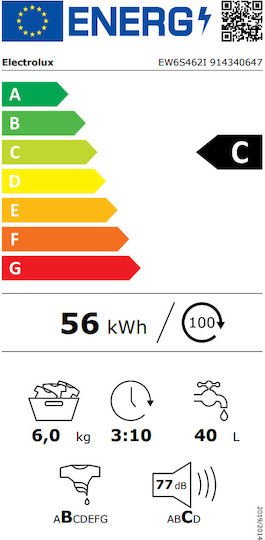 Electrolux Πλυντήριο Ρούχων 6kg 1200 Στροφών EW6S462I