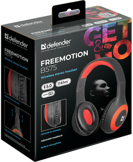 Defender FREEMOTION B575 Ασύρματα Bluetooth Over Ear Ακουστικά με 6 ώρες Λειτουργίας Μαύρα