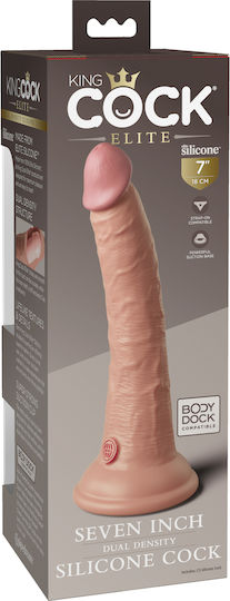 King Cock Dual Density Silicone Cock Ρεαλιστικό Dildo με Βεντούζα Nude 18cm