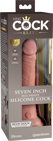 King Cock Dual Density Silicone Cock Ρεαλιστικό Dildo με Βεντούζα Nude 18cm