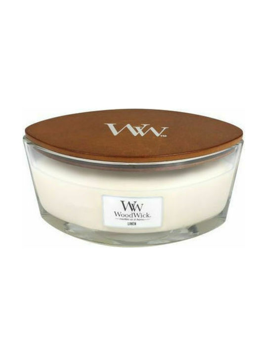 WoodWick Lumânare Aromată Linen Borcan cu Aromă Lenjerie Ecru 453.6gr 1buc