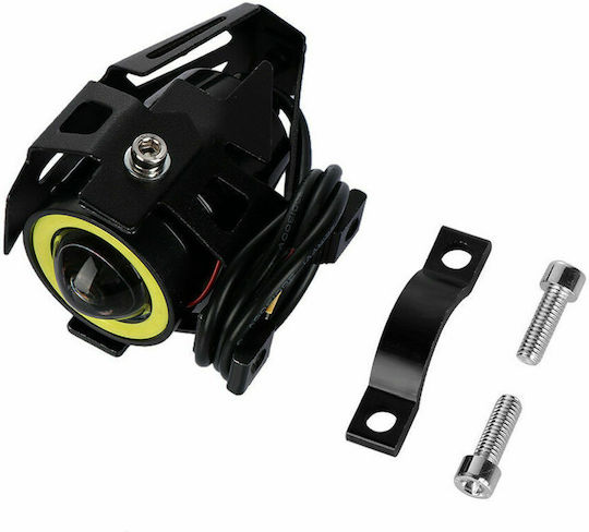 Προβολάκια Μοτοσυκλέτας U7 Mini Angel Eye με Λευκό Στεφάνης Μαύρο LED 1τμχ