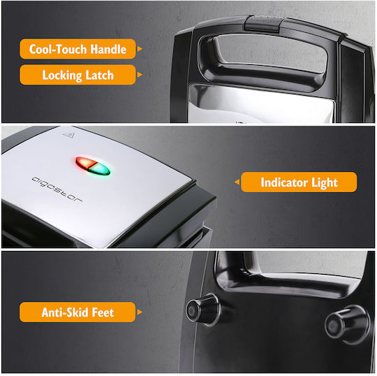 Aigostar Lamo 30RFU Τοστιέρα για 2 Τοστ 800W Inox