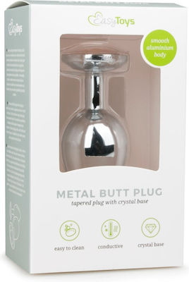 Easytoys Metal Butt Plug No 2 Anal Plug No.2 Silver / Clear 8cm ET125CLR 1pcs