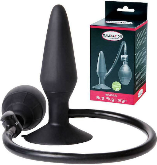 Malesation Inflatable Plug Suction Cup Plug Anal Plug Black 12.9cm