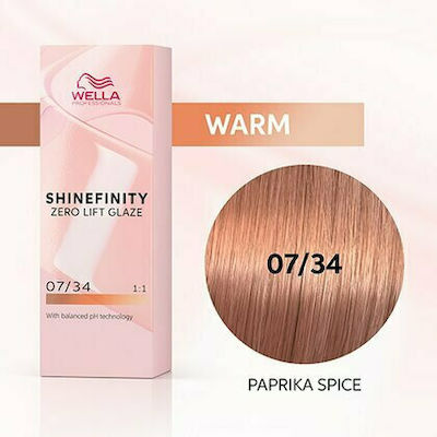 Wella Shinefinity Zero Lift Glaze Hair Dye 07/34 Paprika Spice 60ml