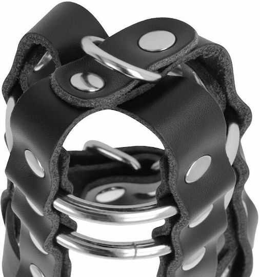 Darkness Leather Chastity Cage Κλουβί Πέους σε Μαύρο Χρώμα