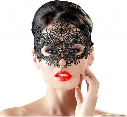 Cottelli Collection Embroidered Mask BDSM Μάσκα σε Μαύρο Χρώμα