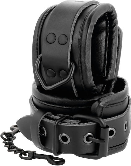 Darkness Leather Handcuffs Black Σετ για Δέσιμο Λαιμού & Άκρων Black
