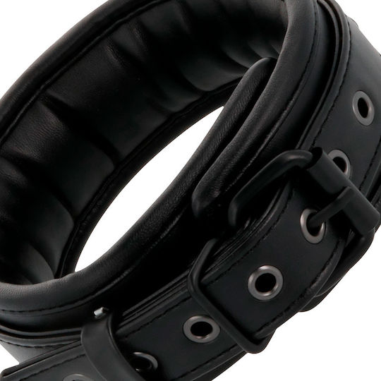 Darkness Leather Handcuffs Black Σετ για Δέσιμο Λαιμού & Άκρων Black