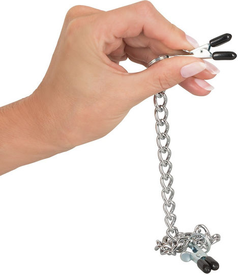 Sextreme Nipple Chain with Clamps Cleme pentru Sfârcuri în Culoare Argintiu
