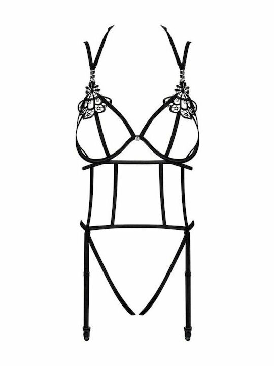 Obsessive Badossa Sexy Bodysuit Crothless Teddy Black