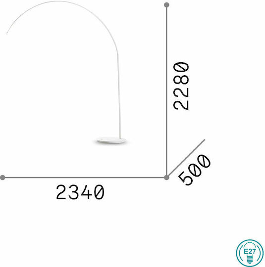 Ideal Lux Dorsale Floor Lamp H165xW50cm. with Socket for Bulb E27 White