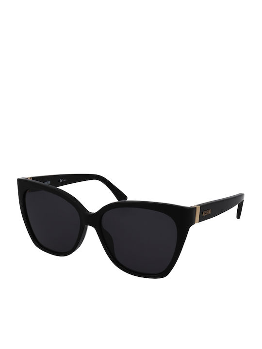 Women's Sunglasses with Black Plastic Frame and Black Lens