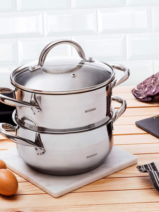 Bergner Gourmet Pots Set of Stainless Steel with No Coating Silver 2pcs