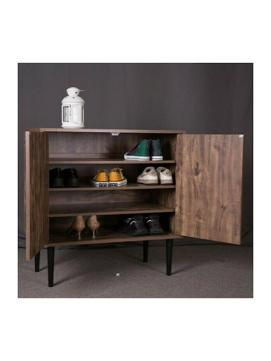 Ξύλινη Παπουτσοθήκη 2227 με 4 Ράφια Grey Oak - Μαύρο Μ75xΠ37xΥ75cm