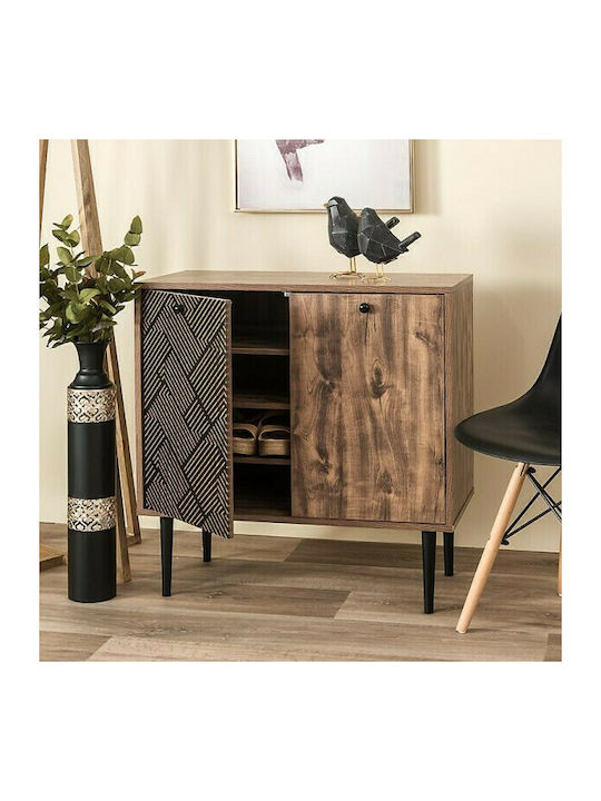 Ξύλινη Παπουτσοθήκη 2227 με 4 Ράφια Grey Oak - Μαύρο Μ75xΠ37xΥ75cm