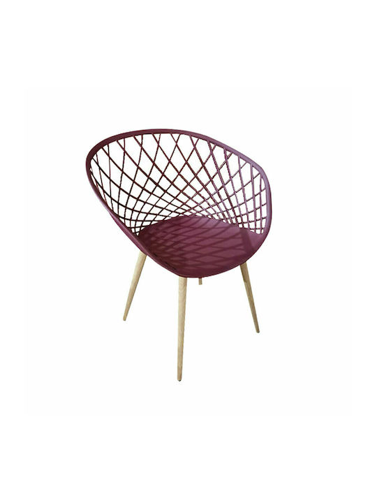 Tree Dining Room Polypropylene Armchair Red Wine 61x59x80cm