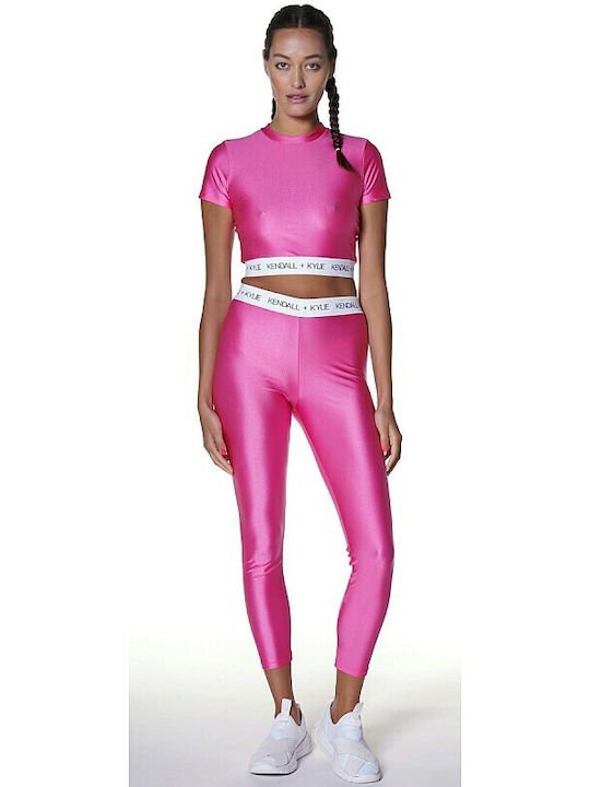 Γυναικείο Αθλητικό Crop Top Κοντομάνικο Φούξια
