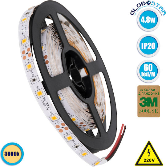 GloboStar LED Strip Avila 12V Warm White Light 5m Type SMD3528