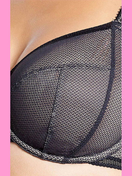 Seductive Lift Μαύρο Σουτιέν Push Up με Μπανέλες