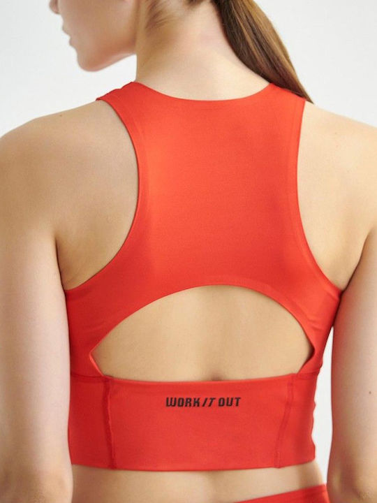 SugarFree Women's Sports Bra without Padding Light Red