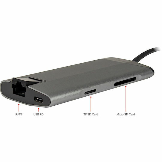 Inter-Tech GDC-802 USB-C Docking Station with HDMI 4K PD Ethernet Silver
