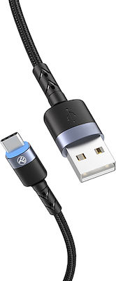 Tellur Braided / LED USB 2.0 Cable USB-C male - USB-A male Μαύρο 2m (TLL155314)