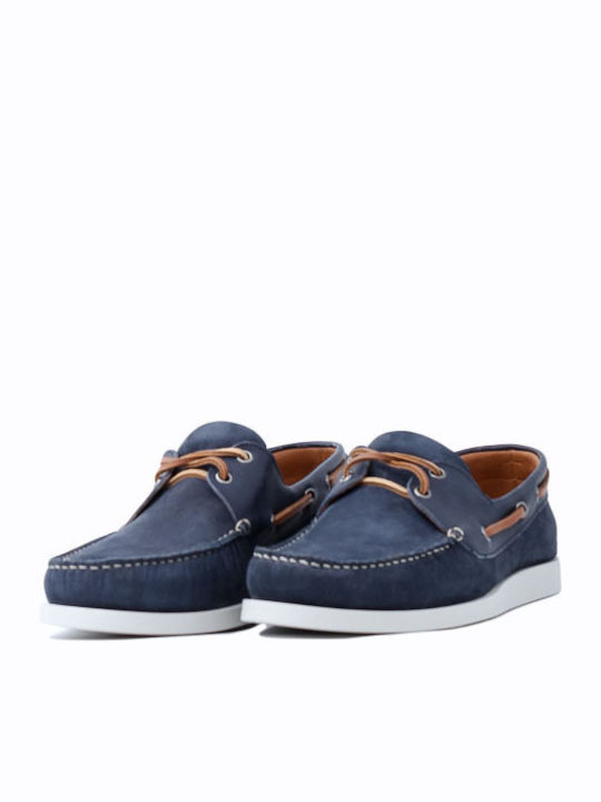 Damiani 1801 Men's Leather Boat Shoes Blue