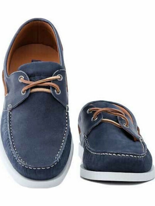 Men's Leather Boat Shoes Blue