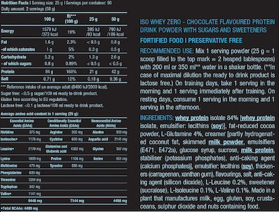 Biotech USA Iso Whey Zero With Glutamine & BCAAs Proteină din Zer Fără Gluten & Lactoză cu Aromă de Alune de pădure 500gr