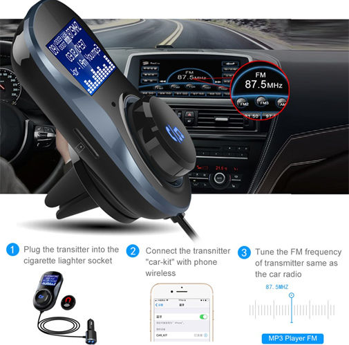Nulaxy FM Transmitter Αυτοκινήτου με Bluetooth