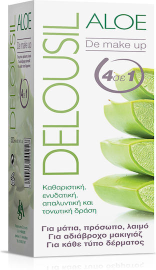 Delousil Aloe Demake Up 4 In 1 Υγρό Αφαίρεσης Αδιάβροχου Μακιγιάζ Προσώπου 300ml