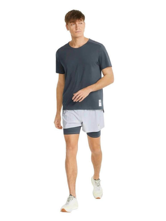 2 În 1 Sport Pantaloni Scurți Bărbați Albi