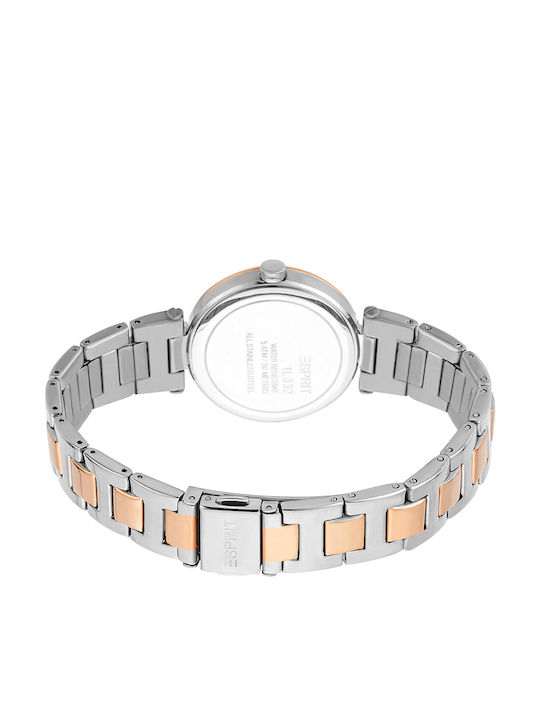 Esprit Nyla Γυναικείο Ρολόι 32mm Μπαταρίας με Μεταλλικό Μπρασελέ Ασημί/Χρυσό