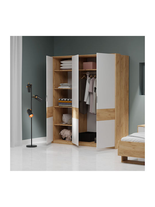 Dreifachtür Kleiderschrank Avanti Golden Oak - White 184.8x65.6x214.2cm