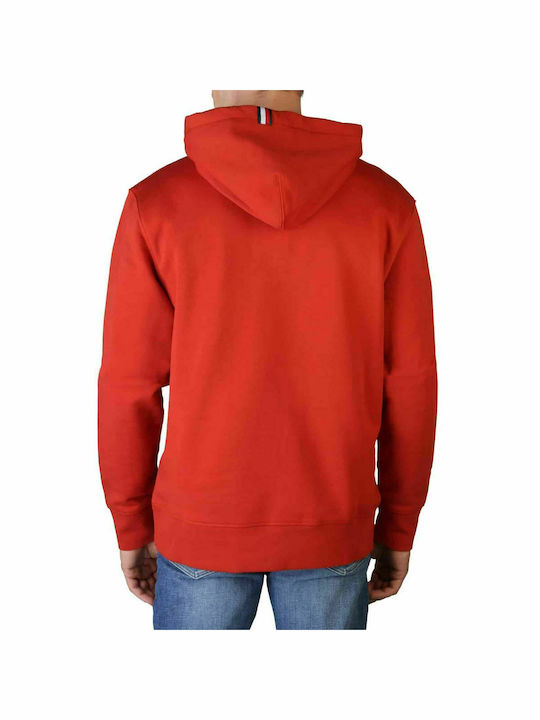 Tommy Hilfiger Herren Sweatshirt Jacke mit Kapuze und Taschen Rot