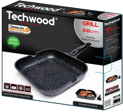Techwood Grătar din Aluminiu cu Strat Antiaderent 28cm